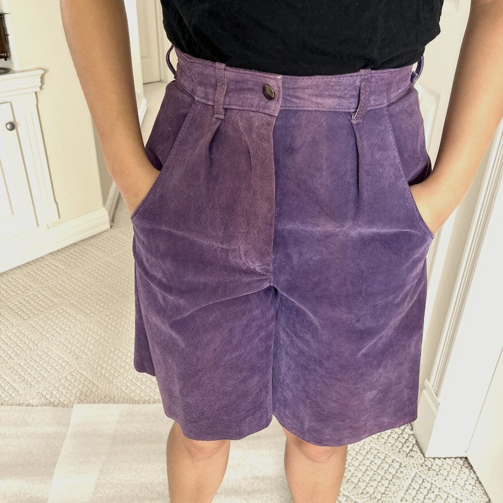 Fashion Spring Cute Vintage Purple Suede Shorts